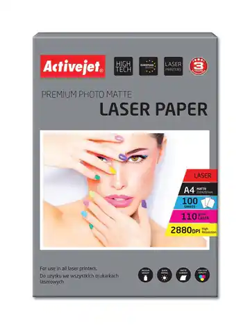 ⁨Activejet AP4-110M100L matte photo paper for laser printers; A4; 100 pcs⁩ at Wasserman.eu