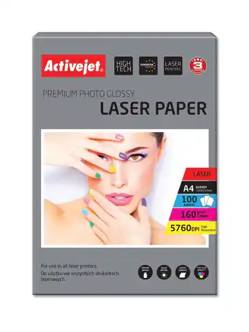 ⁨Activejet AP4-160G100L photo paper for laser printers; A4; 100 pcs⁩ at Wasserman.eu