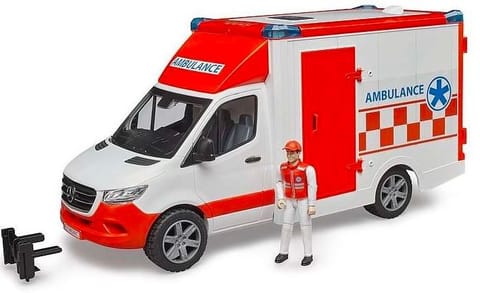 Mercedes Sprinter Ambulance with Emergency Person Figure and Light + Sound Module 02676 BRUDER at Wasserman.eu