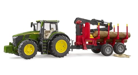 John Deere 7R 350 tractor with trailer incl. crane and 4 logs of wood 03154 BRUDER at Wasserman.eu