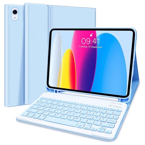 ⁨Etui ochronne z klawiaturą Alogy Keyboard case z miejscem na rysik klawiatura bezprzewodowa do Apple iPad 11 2025 / iPad 10.9 2022 niebieskie⁩ w sklepie Wasserman.eu