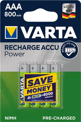 ⁨VARTA HR03 AAA Recharge Accu Power 800 mAh 56703 Rechargeable batteries 4 pc(s) Green⁩ at Wasserman.eu