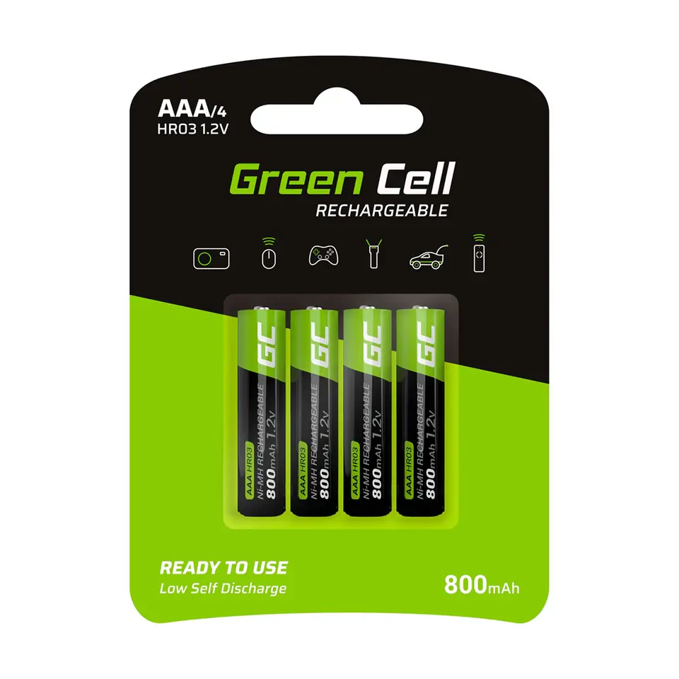 ⁨GREEN CELL AKUMULATORKI PALUSZKI 4X AAA R3 800MAH⁩ w sklepie Wasserman.eu