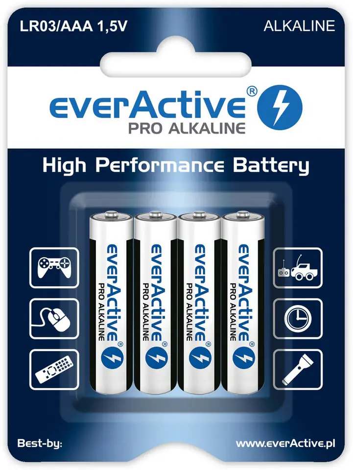 ⁨Zestaw baterii alkaliczne everActive LR034BLPA (x 4)⁩ w sklepie Wasserman.eu