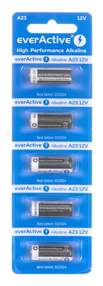 ⁨EVERACTIVE BATERIE ALKALICZNE A23 12V, BLISTER 5 SZT. 23A5BL⁩ w sklepie Wasserman.eu