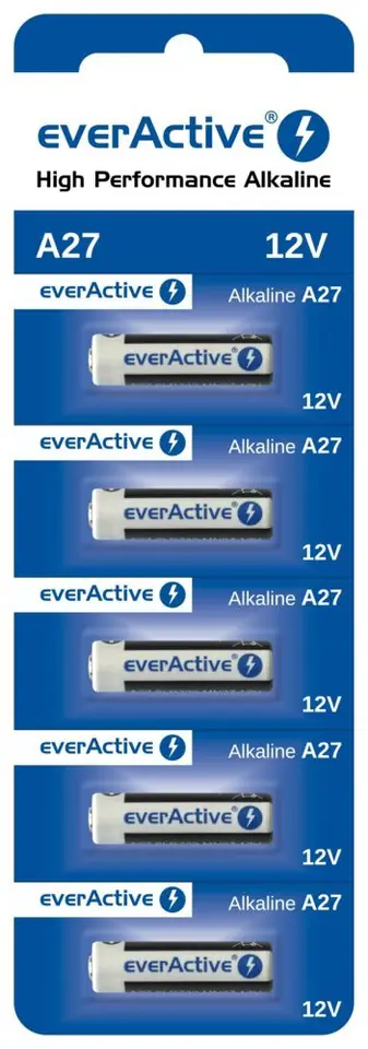 ⁨5 x alkaline batteries everActive 27A 12V- blister 5 pcs.⁩ at Wasserman.eu