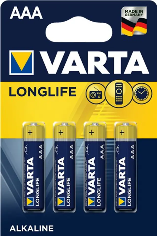⁨Zestaw baterii alkaliczne VARTA Longlife LR03 (AAA) (x 4)⁩ w sklepie Wasserman.eu