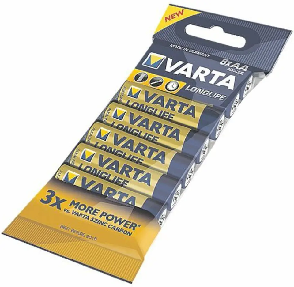 ⁨Zestaw baterii alkaliczne VARTA Longlife 4106101328 (x 8)⁩ w sklepie Wasserman.eu