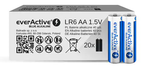 ⁨Alkaline batteries everActive Blue Alkaline LR5 AA  - carton box - 40 pieces, limited edition⁩ at Wasserman.eu