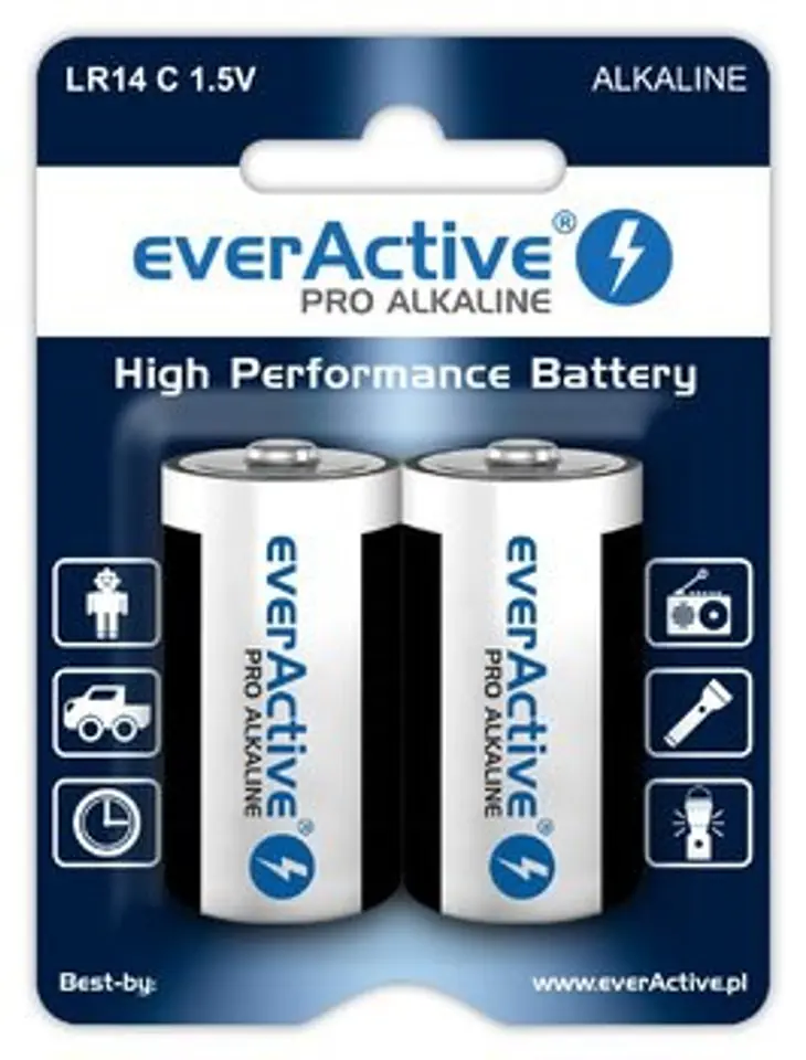 ⁨Zestaw baterii alkaliczne everActive EVLR14-PRO (x 2)⁩ w sklepie Wasserman.eu