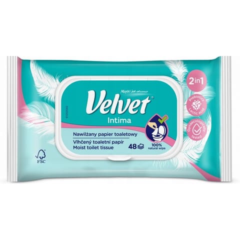 ⁨Papier toaletowy VELVET (48 listków) nawilżany Intima⁩ w sklepie Wasserman.eu