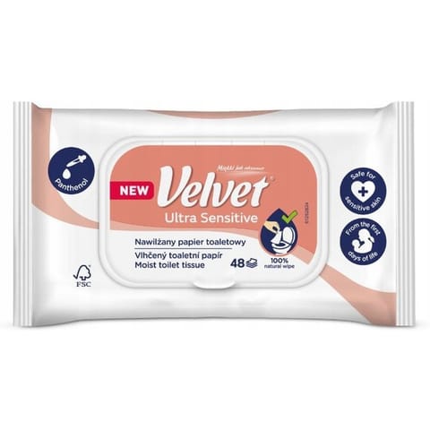 ⁨Papier toaletowy VELVET (48 listków) nawilżany Ultra Sensitive⁩ w sklepie Wasserman.eu