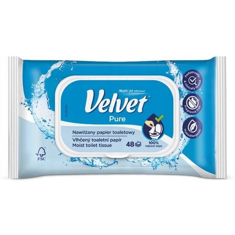 ⁨Papier toaletowy VELVET (48 listków) nawilżany Pure⁩ w sklepie Wasserman.eu