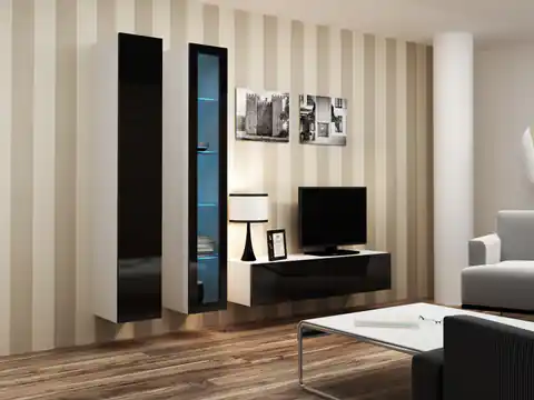 ⁨Cama Living room cabinet set VIGO 10 white/black gloss⁩ at Wasserman.eu