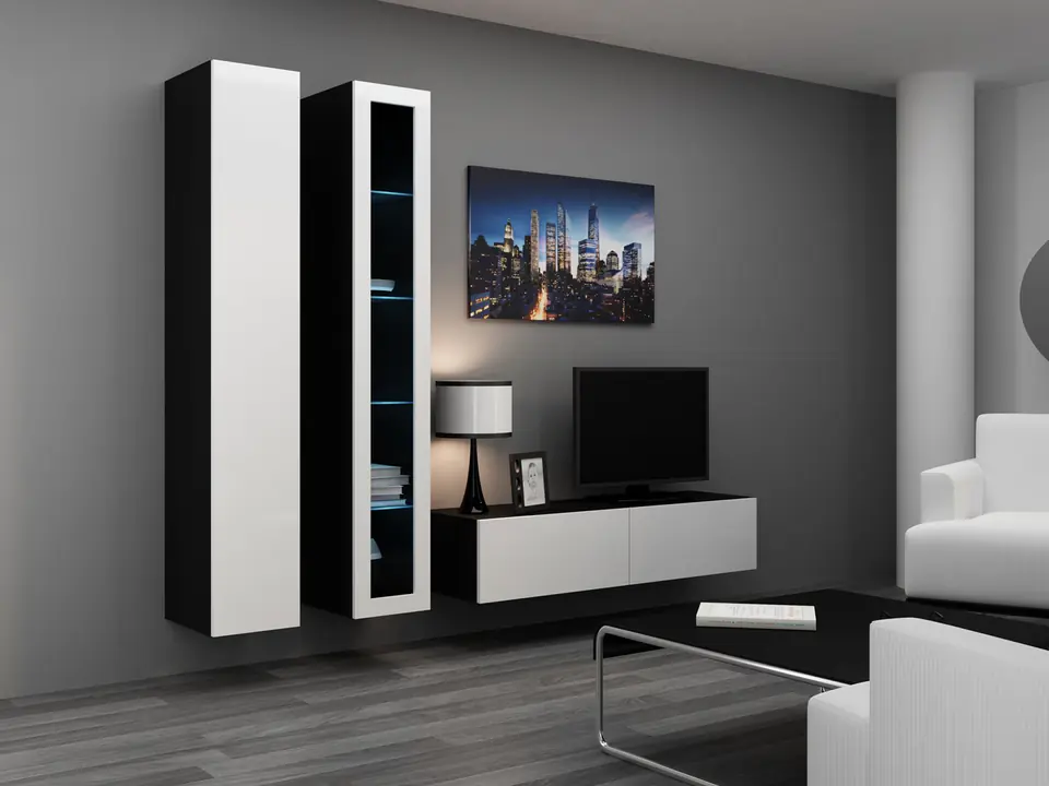 ⁨Cama Living room cabinet set VIGO 10 black/white gloss⁩ at Wasserman.eu