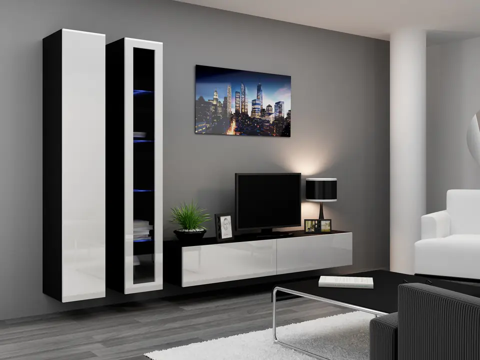 ⁨Cama Living room cabinet set VIGO 3 black/white gloss⁩ at Wasserman.eu