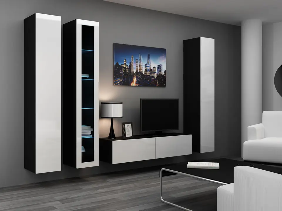 ⁨Cama Living room cabinet set VIGO 15 black/white gloss⁩ at Wasserman.eu