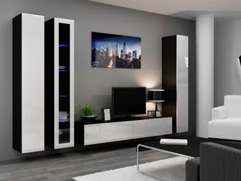⁨Cama Living room cabinet set VIGO 2 black/white gloss⁩ at Wasserman.eu