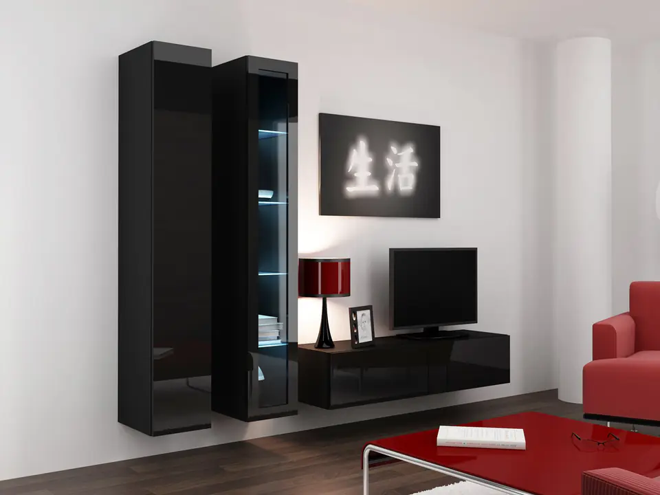 ⁨Cama Living room cabinet set VIGO 10 black/black gloss⁩ at Wasserman.eu