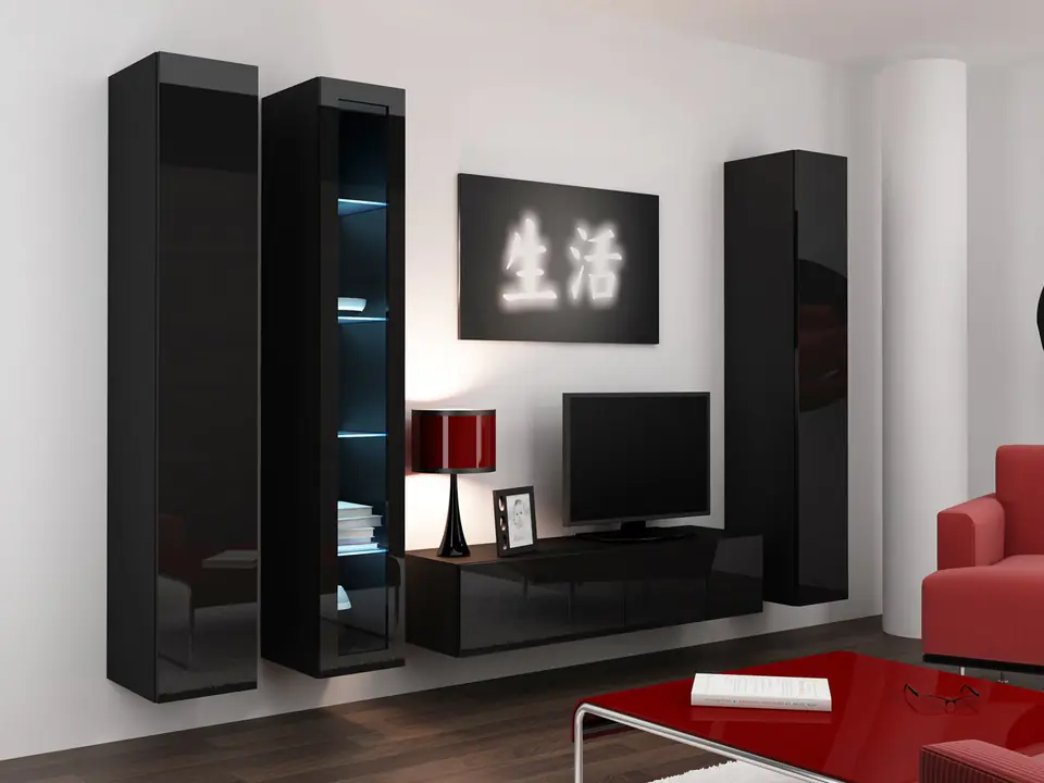 ⁨Cama Living room cabinet set VIGO 15 black/black gloss⁩ at Wasserman.eu