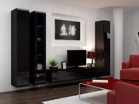 ⁨Cama Living room cabinet set VIGO 2 black/black gloss⁩ at Wasserman.eu
