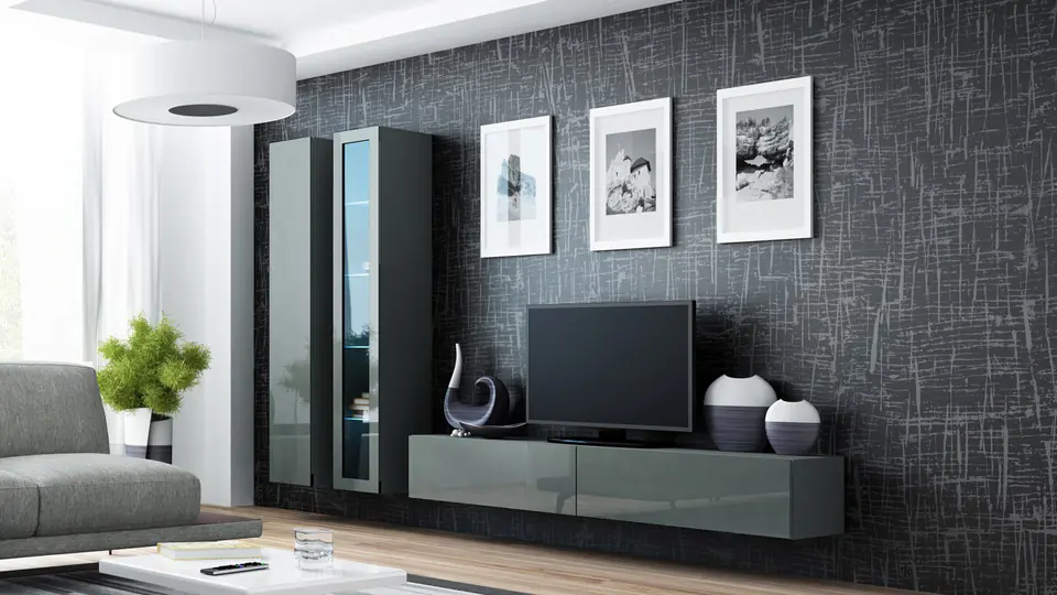 ⁨Cama Living room cabinet set VIGO 3 grey/grey gloss⁩ at Wasserman.eu