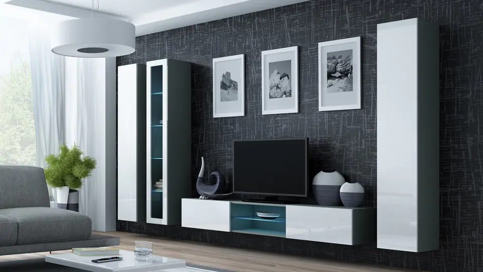 ⁨Cama Living room cabinet set VIGO 17 grey/white gloss⁩ at Wasserman.eu