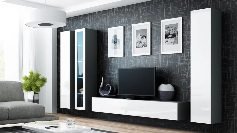 ⁨Cama Living room cabinet set VIGO 2 grey/white gloss⁩ at Wasserman.eu