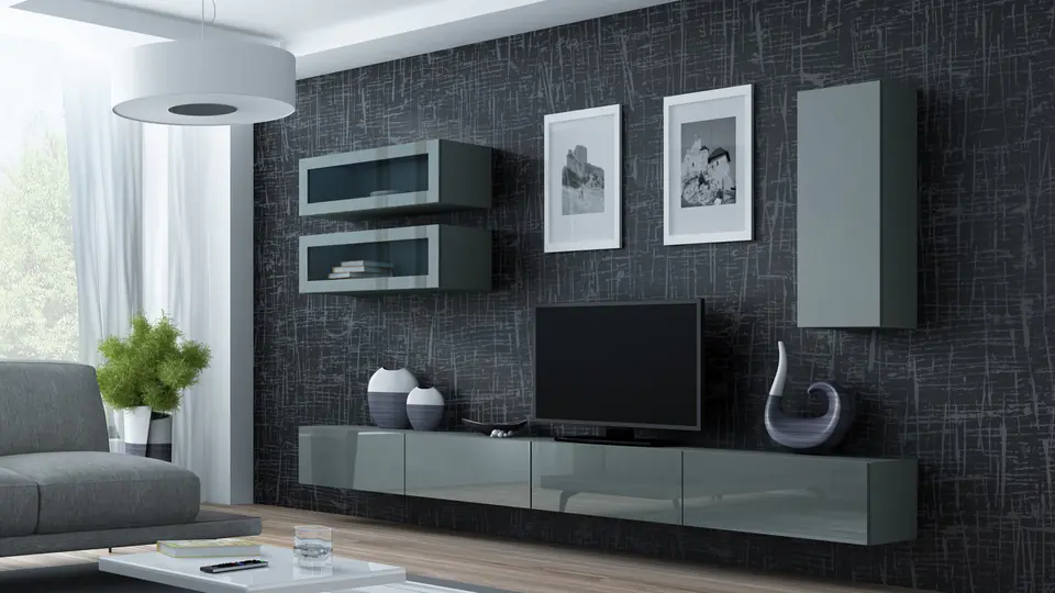 ⁨Cama Living room cabinet set VIGO 11 grey/grey gloss⁩ at Wasserman.eu