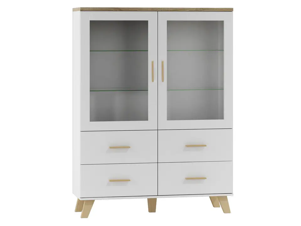 ⁨Cama display cabinet LOTTA 2D4D white + sonoma oak⁩ at Wasserman.eu