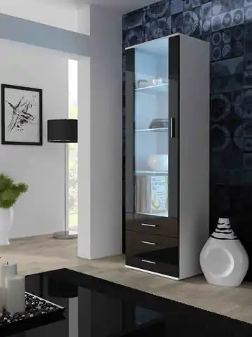 ⁨Cama display cabinet SOHO S1 white/black gloss⁩ at Wasserman.eu