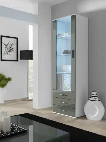 ⁨Cama display cabinet SOHO S1 white/grey gloss⁩ at Wasserman.eu