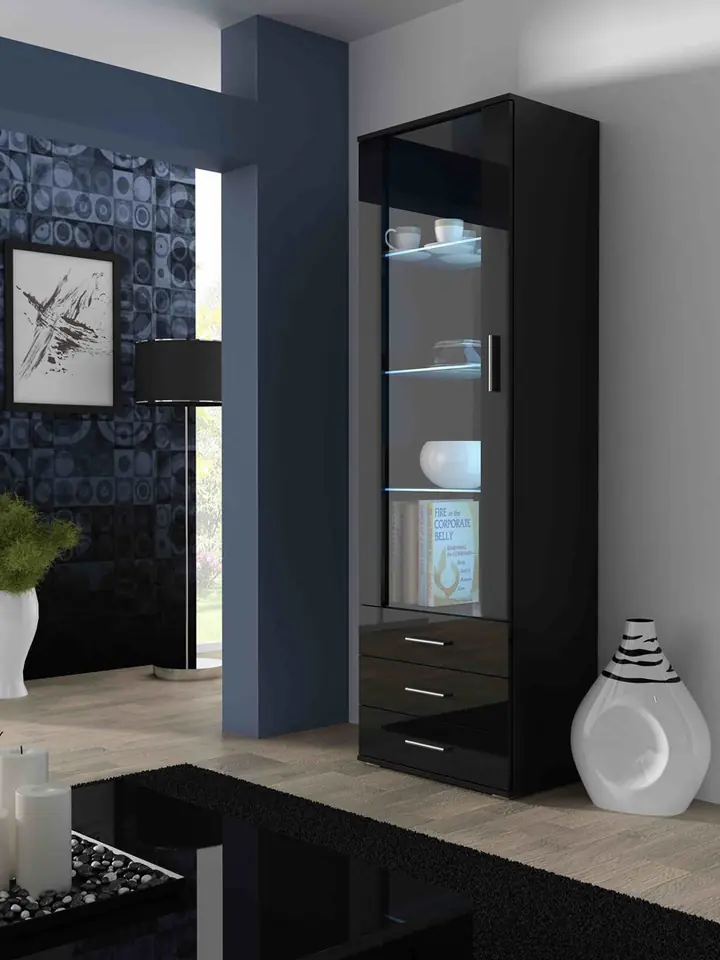 ⁨Cama display cabinet SOHO S1 black/black gloss⁩ at Wasserman.eu