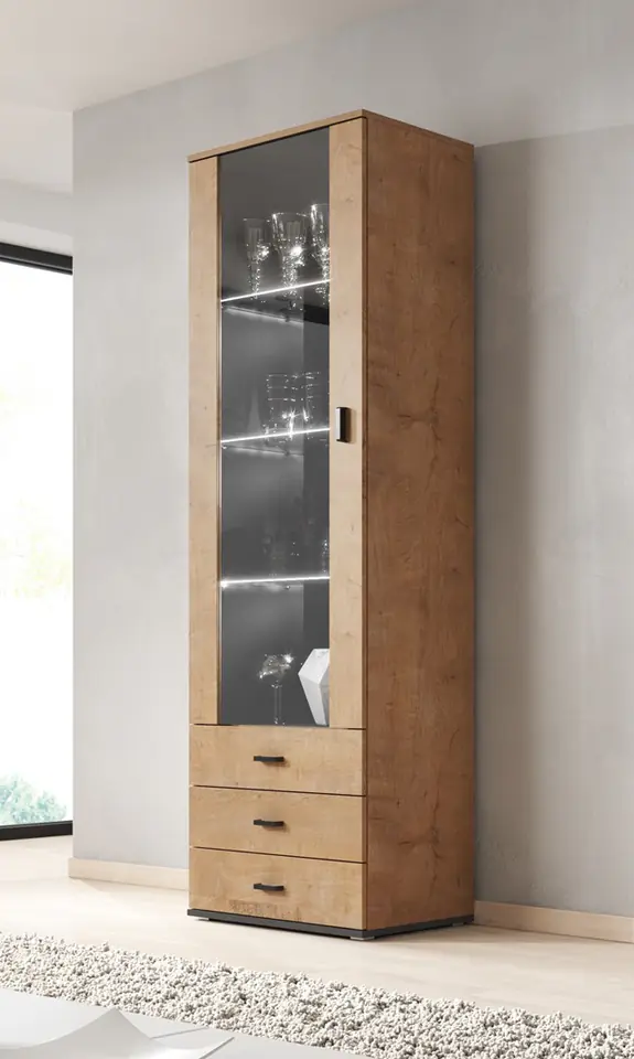 ⁨Cama display cabinet SOHO S1 lefkas oak/black⁩ at Wasserman.eu