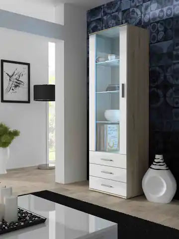 ⁨Cama display cabinet SOHO S1 sonoma oak/white gloss⁩ at Wasserman.eu