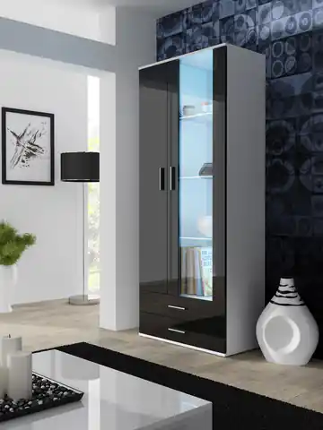 ⁨Cama display cabinet SOHO S6 2D2S white/black gloss⁩ at Wasserman.eu