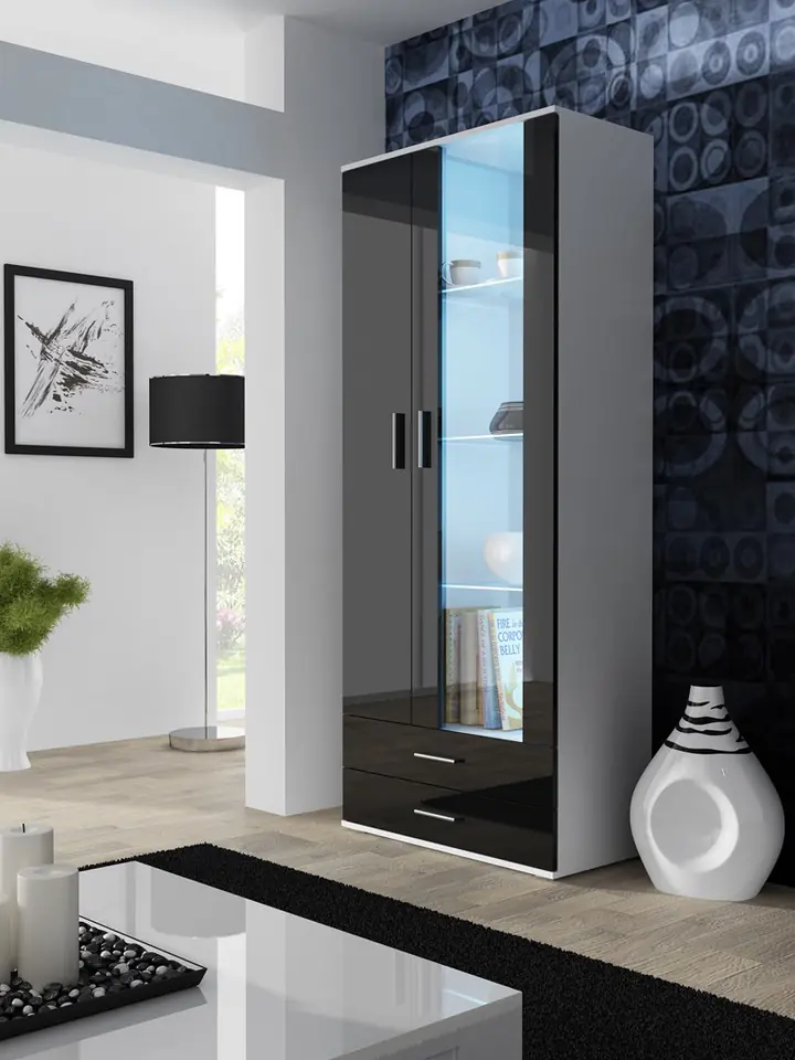 ⁨Cama display cabinet SOHO S6 2D2S white/black gloss⁩ at Wasserman.eu