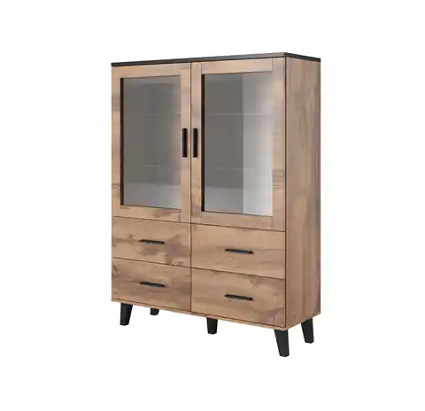 ⁨Cama display cabinet LOTTA 2D4D wotan oak + mat black⁩ at Wasserman.eu