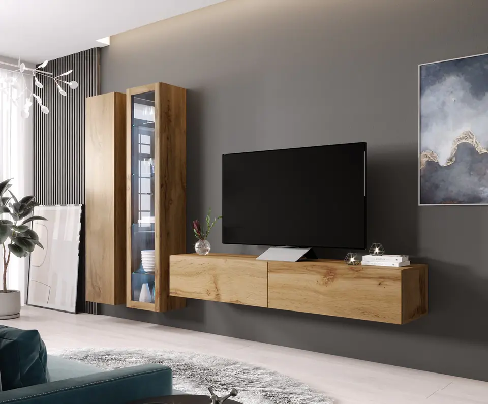 ⁨Cama Living room cabinet set VIGO 3 wotan oak/wotan oak gloss⁩ at Wasserman.eu