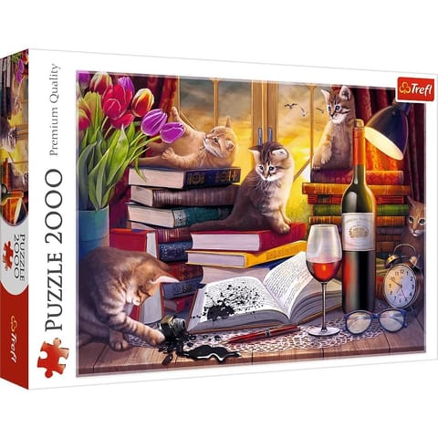⁨Puzzle 2000 elementów Koci wieczór⁩ w sklepie Wasserman.eu