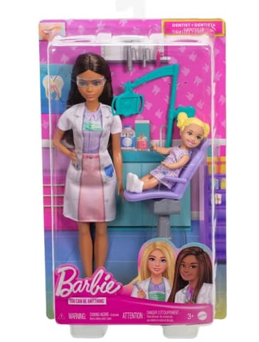 ⁨Lalka Barbie Lekarz Dentystka z pacjentem ciemne włosy⁩ w sklepie Wasserman.eu
