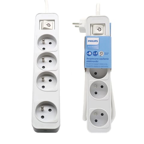 ⁨Przedłużacz Philips CHP2144WB/60 4 Gniazda 3m Zabezpieczenie Biały⁩ w sklepie Wasserman.eu