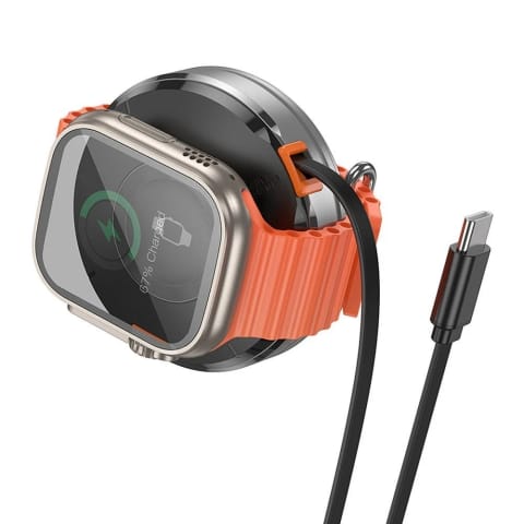 ⁨HOCO Ładowarka Indukcyjna Z Chowanym Kablem Typ C Kompatybilna Z MagSafe I Apple Watch 15W CQ18 Srebrna⁩ w sklepie Wasserman.eu