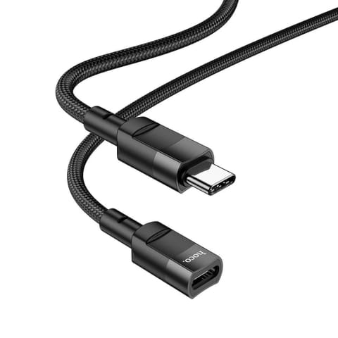 ⁨HOCO Adapter OTG Typ C (Męski) Do Typ C (Żeński) 3A U107 1,2 M Czarna⁩ w sklepie Wasserman.eu