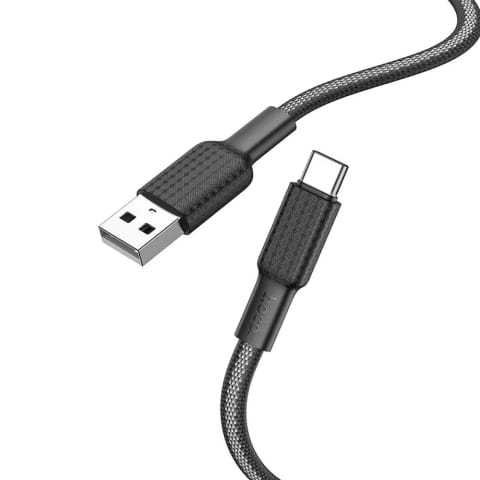 ⁨HOCO Kabel USB-A do Typ C X69 1 m Czarno-Biały 3A Nylonowy Oplot⁩ w sklepie Wasserman.eu