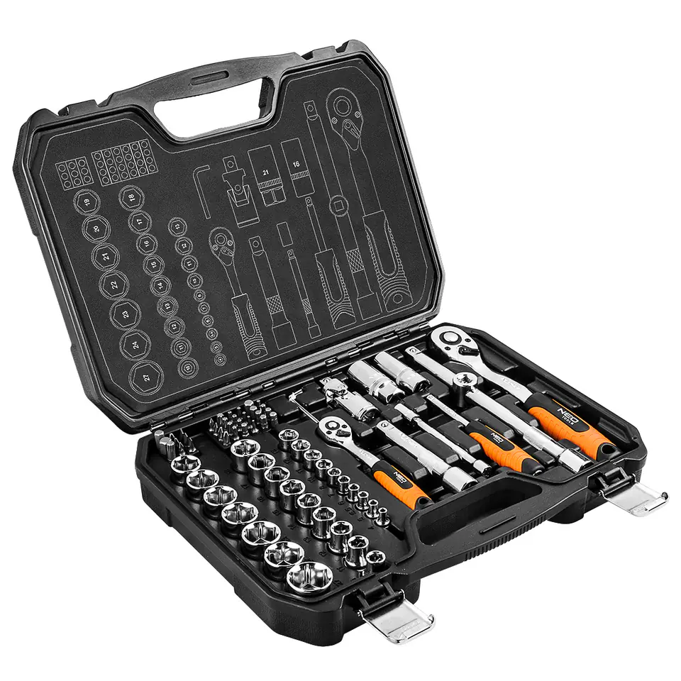 Klucze nasadowe 1/2", 1/4", zestaw 73 szt., CrV w sklepie Wasserman.eu