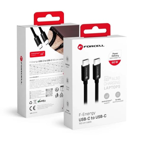 ⁨Kabel USB-C do USB-C 60W 1,5m Forcell C338 QC 4.0 PD do ładowarek 60W⁩ w sklepie Wasserman.eu
