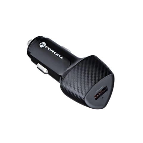 ⁨Ładowarka samochodowa Forcell Carbon QC 3.0 18W USB Czarna⁩ w sklepie Wasserman.eu