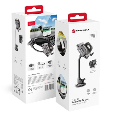 ⁨Uchwyt Samochodowy Forcell Regular 2w1 Kratka/Szyba Ramię 17 cm Czarny⁩ w sklepie Wasserman.eu