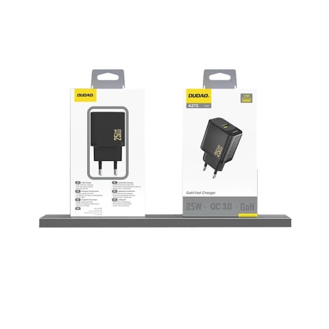 ⁨Ładowarka sieciowa Dudao A27S 25W GaN USB-A | Szybkie ładowanie QC 3.0 - Czarna⁩ w sklepie Wasserman.eu